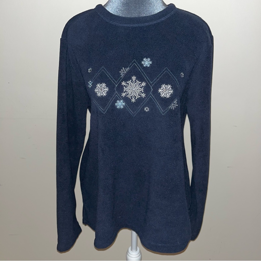 NWT Vintage 1980s Long Sleeve Navy Blue Brushed Fleece Sweatshirt